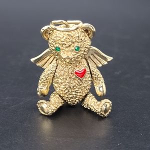Batya Vintage 1996 Articulated Bear Brooch/ Necklace Gold-tone.